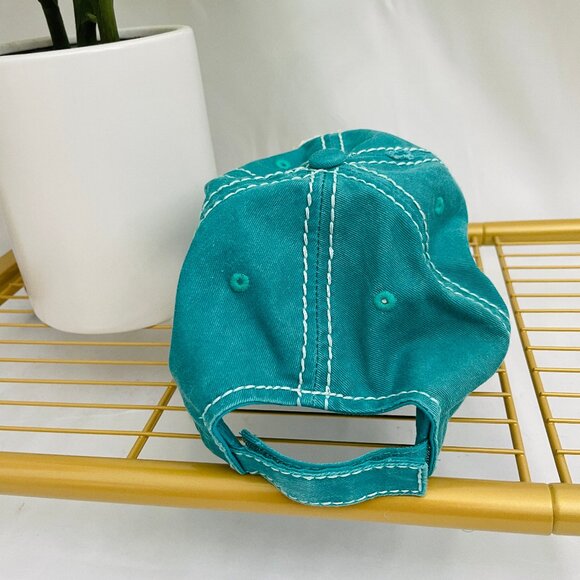 BRAND NEW, Never Worn Distressed Peace, Love and Dogs Turqouise Adjustable Hat! - Picture 6 of 8